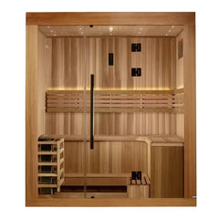 Golden Designs 2025 Updated "Copenhagen Edition" 3 Person Traditional Sauna - Canadian Red Cedar Interior and Pacific Premium Clear Cedar Exterior - GDI-7389-02 - The Home Selection
