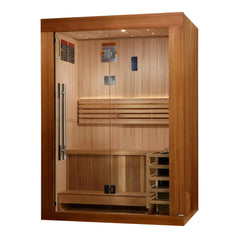 Golden Designs 2025 Updated "Sundsvall Edition" 2 Person Traditional Sauna - Canadian Red Cedar Interior and Pacific Premium Clear Cedar Exterior - GDI-7289-02 - The Home Selection