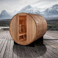 Golden Designs "Arosa" 4 Person Barrel Traditional Sauna, Pacific Cedar - GDI-B004-01 - The Home Selection