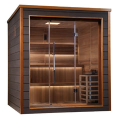 Golden Designs Bergen 6 Person Outdoor Traditional Sauna Canadian Red Cedar Interior - GDI-8206-01 - The Home Selection