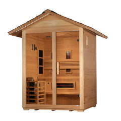 Golden Designs "Carinthia" 3 Person Hybrid (PureTech™ Full Spectrum IR or Traditional Stove) Outdoor Sauna Canadian Hemlock - GDI-8123-01 - The Home Selection