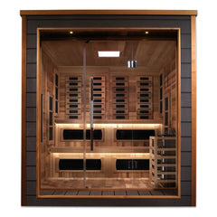 Golden Designs Karlstad 6 Person Outdoor-Indoor PureTech™ Hybrid Full Spectrum Sauna, Canadian Red Cedar Interior - GDI-8226-01 - The Home Selection
