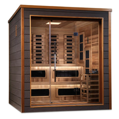 Golden Designs Karlstad 6 Person Outdoor-Indoor PureTech™ Hybrid Full Spectrum Sauna, Canadian Red Cedar Interior - GDI-8226-01 - The Home Selection