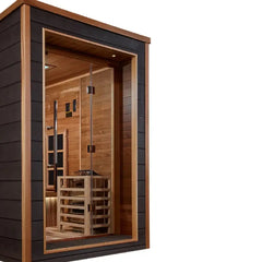 Golden Designs Karlstad 6 Person Outdoor-Indoor PureTech™ Hybrid Full Spectrum Sauna, Canadian Red Cedar Interior - GDI-8226-01 - The Home Selection