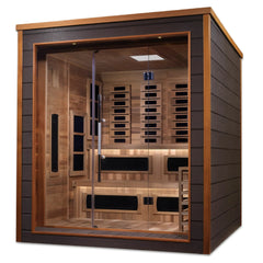 Golden Designs Karlstad 6 Person Outdoor-Indoor PureTech™ Hybrid Full Spectrum Sauna, Canadian Red Cedar Interior - GDI-8226-01 - The Home Selection