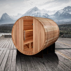 Golden Designs "Klosters" 6 Person Barrel Traditional Sauna, Pacific Cedar - GDI-B006-01 - The Home Selection