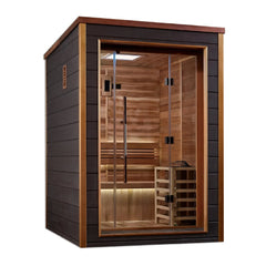 Golden Designs Narvik 2 Person Outdoor-Indoor Traditional Sauna Canadian Red Cedar Interior - GDI-8202-01 - The Home Selection
