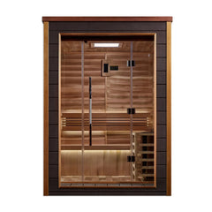 Golden Designs Narvik 2 Person Outdoor-Indoor Traditional Sauna Canadian Red Cedar Interior - GDI-8202-01 - The Home Selection