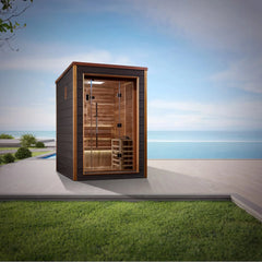 Golden Designs Narvik 2 Person Outdoor-Indoor Traditional Sauna Canadian Red Cedar Interior - GDI-8202-01 - The Home Selection