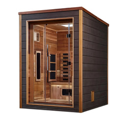 Golden Designs Nora 2 Person Outdoor-Indoor PureTech™ Hybrid Full Spectrum Sauna, Canadian Red Cedar Interior - GDI-8222-01 - The Home Selection