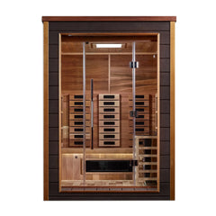 Golden Designs Nora 2 Person Outdoor-Indoor PureTech™ Hybrid Full Spectrum Sauna, Canadian Red Cedar Interior - GDI-8222-01 - The Home Selection