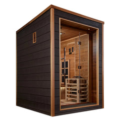 Golden Designs Nora 2 Person Outdoor-Indoor PureTech™ Hybrid Full Spectrum Sauna, Canadian Red Cedar Interior - GDI-8222-01 - The Home Selection