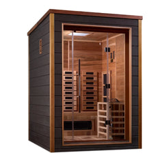 Golden Designs Nora 2 Person Outdoor-Indoor PureTech™ Hybrid Full Spectrum Sauna, Canadian Red Cedar Interior - GDI-8222-01 - The Home Selection