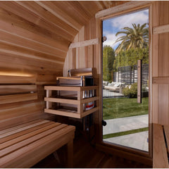 Golden Designs "Zurich" 4 Person Barrel with Bronze Privacy View, Traditional Sauna Pacific Cedar - GDI-B024-01 - The Home Selection