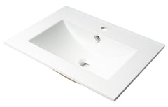 Alfi White 25" Rectangular Drop In Ceramic Sink with Faucet Hole - White