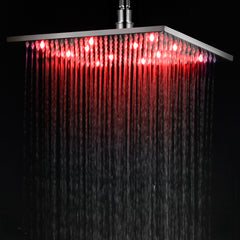 Alfi 12" Square Multi Color LED Rain Shower Head - Brushed Nickel