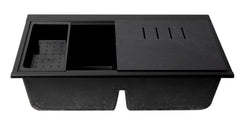 Alfi 33  Granite Composite Workstation Step Rim Double Bowl Undermount Sink with Accessories - AB3418DBUM
