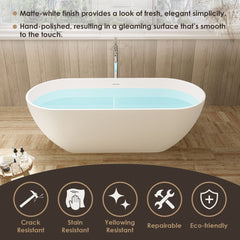Altair Ryder 59" x 30" Solid Surface Soaking Bathtub with Integrated Overflow - 53360-BAT