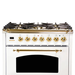 Hallman 30 in. Single Oven Duel Fuel Italian Range, Brass Trim HDFR30BS - The Home Selection