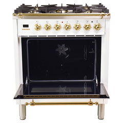 Hallman 30 in. Single Oven Duel Fuel Italian Range, Brass Trim HDFR30BS - The Home Selection