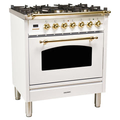 Hallman 30 in. Single Oven Duel Fuel Italian Range, Brass Trim HDFR30BS - The Home Selection