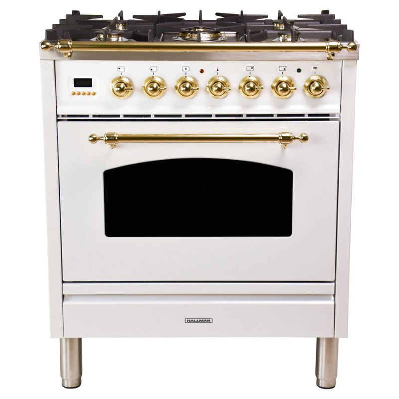 Hallman 30 in. Single Oven Duel Fuel Italian Range, Brass Trim HDFR30BS - The Home Selection