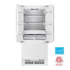 Hallman 36" Built-in French Door Refrigerator with 14 Cu.Ft. and Bottom Freezer 5.5 Cu.Ft. Contemporary European Design, Panel ready - HRBIFD36PR - The Home Selection