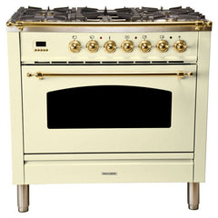 Hallman 36 in. Single Oven All Gas Italian Range, Brass Trim HGR36BS - The Home Selection