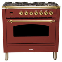 Hallman 36 in. Single Oven All Gas Italian Range, Brass Trim HGR36BS - The Home Selection