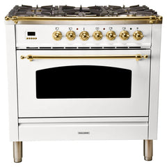 Hallman 36 in. Single Oven All Gas Italian Range, Brass Trim HGR36BS - The Home Selection
