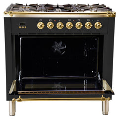 Hallman 36 in. Single Oven All Gas Italian Range, LP Gas, Brass Trim HGR36BSLP - The Home Selection