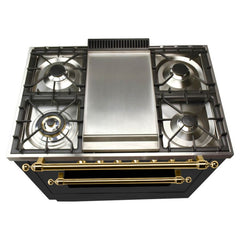 Hallman 36 in. Single Oven All Gas Italian Range, LP Gas, Brass Trim HGR36BSLP - The Home Selection