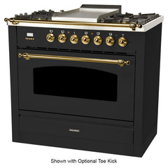 Hallman 36 in. Single Oven Duel Fuel Italian Range, Brass Trim HDFR36BS - The Home Selection