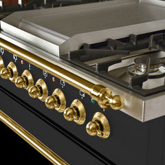 Hallman 36 in. Single Oven Duel Fuel Italian Range, Brass Trim HDFR36BS - The Home Selection