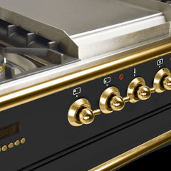 Hallman 36 in. Single Oven Duel Fuel Italian Range, Brass Trim HDFR36BS - The Home Selection