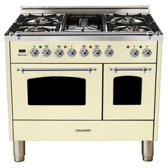 Hallman 40 in. Double Oven Duel Fuel Italian Range, Chrome Trim HDFR40CM - The Home Selection