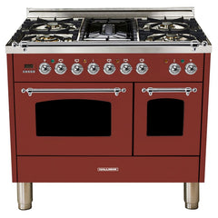 Hallman 40 in. Double Oven Duel Fuel Italian Range, Chrome Trim HDFR40CM - The Home Selection