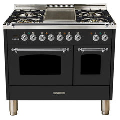 Hallman 40 in. Double Oven Duel Fuel Italian Range, Chrome Trim HDFR40CM - The Home Selection
