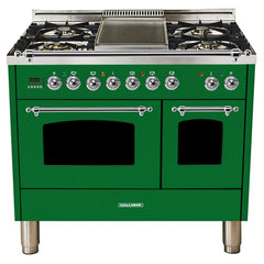 Hallman 40 in. Double Oven Duel Fuel Italian Range, Chrome Trim HDFR40CM - The Home Selection