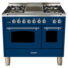 Hallman 40 in. Double Oven Duel Fuel Italian Range, Chrome Trim HDFR40CM - The Home Selection