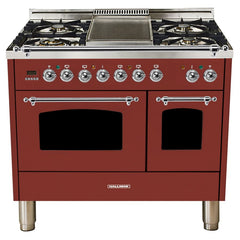 Hallman 40 in. Double Oven Duel Fuel Italian Range, Chrome Trim HDFR40CM - The Home Selection