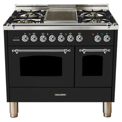 Hallman 40 in. Double Oven Duel Fuel Italian Range, Chrome Trim HDFR40CM - The Home Selection