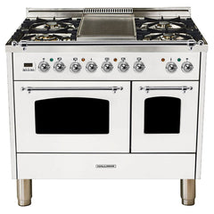 Hallman 40 in. Double Oven Duel Fuel Italian Range, Chrome Trim HDFR40CM - The Home Selection