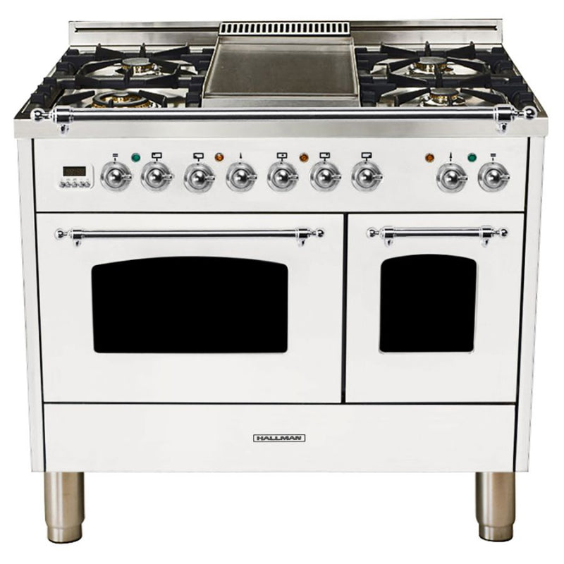 Hallman 40 in. Double Oven Duel Fuel Italian Range, Chrome Trim HDFR40CM - The Home Selection