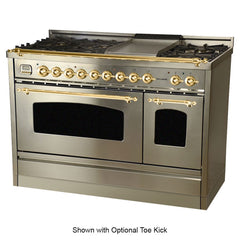 Hallman 48 in. Double Oven Duel Fuel Italian Range, Brass Trim HDFR48BS - The Home Selection