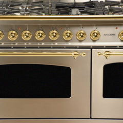Hallman 48 in. Double Oven Duel Fuel Italian Range, Brass Trim HDFR48BS - The Home Selection