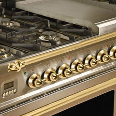 Hallman 48 in. Double Oven Duel Fuel Italian Range, Brass Trim HDFR48BS - The Home Selection