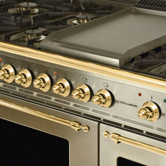 Hallman 48 in. Double Oven Duel Fuel Italian Range, Brass Trim HDFR48BS - The Home Selection