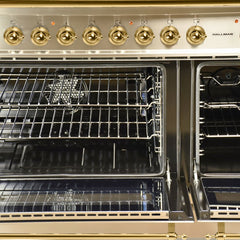 Hallman 48 in. Double Oven Duel Fuel Italian Range, Brass Trim HDFR48BS - The Home Selection
