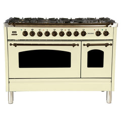 Hallman 48 in. Double Oven Duel Fuel Italian Range, Bronze Trim HDFR48BZ - The Home Selection